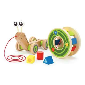 Hape Walk-A-Long Snail Pull Toy |Award Winning Toddler Wooden Push and Pull Toy with Removable Color