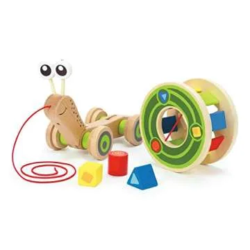Hape Walk-A-Long Snail Pull Toy |Award Winning Toddler Wooden Push and Pull Toy with Removable Color