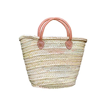 French Market Basket Bag | Handmade Moroccan Seagrass Baskets - Large (17x11) | Wicker Basket for Be...