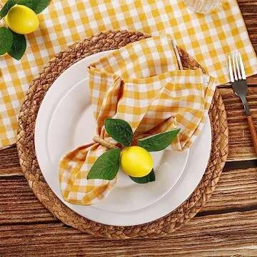 Wonlex Handmade Lemon Napkin Rings Set of 4