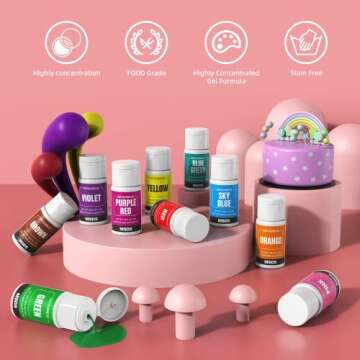 Vibrant Gel Food Coloring - Versatile Edible Colors Set