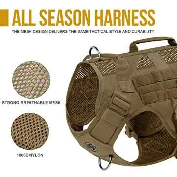 OneTigris No Pull Tactical Dog Harness, Breathable Military Vest