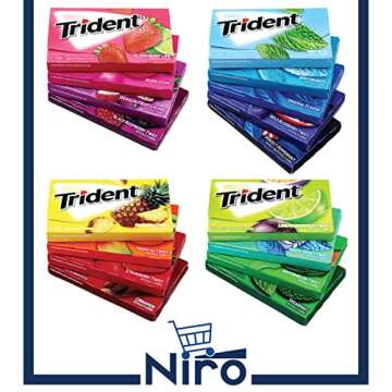 Niro Assortment | Trident Chewing Gum Sampler Gum Variety Pack | Sugar-Free | Assorted Flavor (10 Pa...
