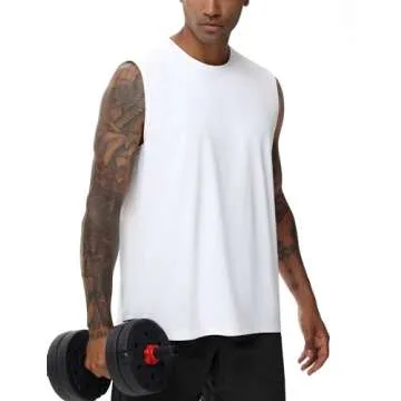 THE GYM PEOPLE Men's Workout Tank Top UPF 50+ Sleeveless Quick Dry Athletic Shirts Casual Running Muscle Shirts White
