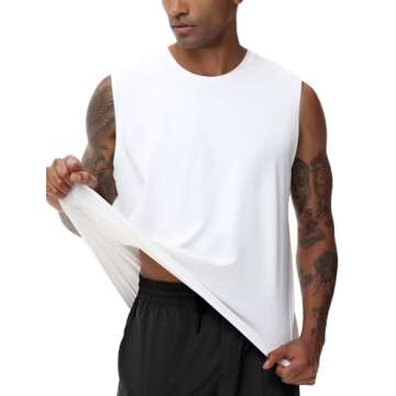 THE GYM PEOPLE Men's Workout Tank Top UPF 50+ Sleeveless Quick Dry Athletic Shirts Casual Running Muscle Shirts White