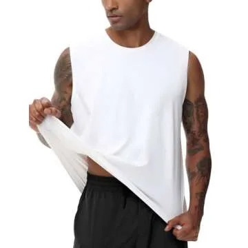 THE GYM PEOPLE Men's Workout Tank Top UPF 50+ Sleeveless Quick Dry Athletic Shirts Casual Running Muscle Shirts White