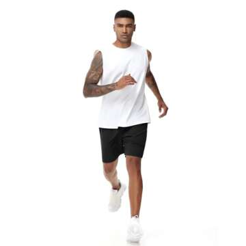 THE GYM PEOPLE Men's Workout Tank Top UPF 50+ Sleeveless Quick Dry Athletic Shirts Casual Running Muscle Shirts White