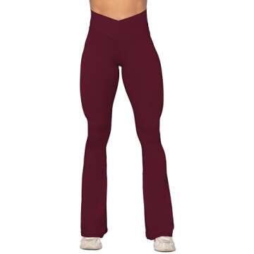 Sunzel Flare Leggings, Crossover Yoga Pants with Tummy Control, High-Waisted and Wide Leg, 30" Insea...