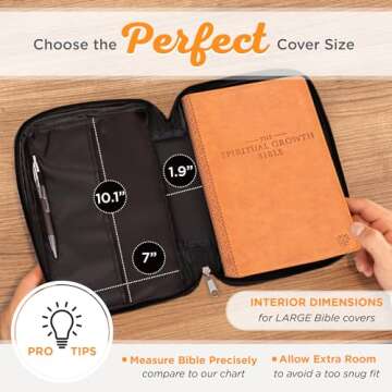 Christian Art Gifts Men or Women's Bible Cover Secure Zipper Jesus Fish, Black Canvas, Large