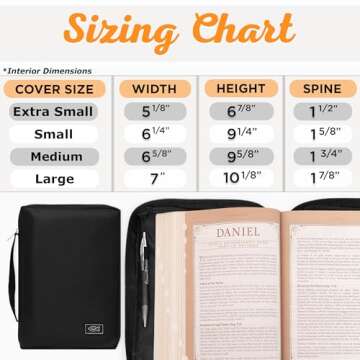 Christian Art Gifts Men or Women's Bible Cover Secure Zipper Jesus Fish, Black Canvas, Large