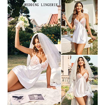 Avidlove Women's Satin Lace Chemise - Elegant Sleepwear