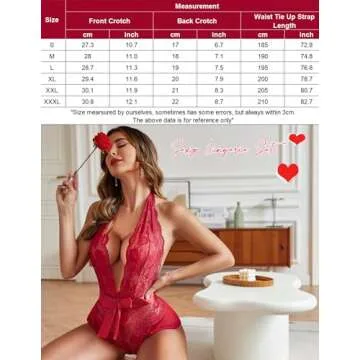 Avidlove Lingerie for Women Halter Teddy One Piece Lace Babydoll Bodysuit Sleepwear Wine Red XX-Large