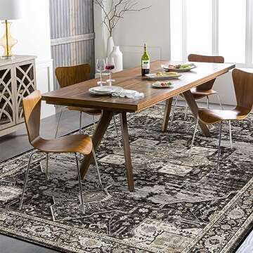 Washable 3x5 Area Rug - Soft Area Rugs for Living Room Stain Resistant Carpet Vintage Lightweight Ru...