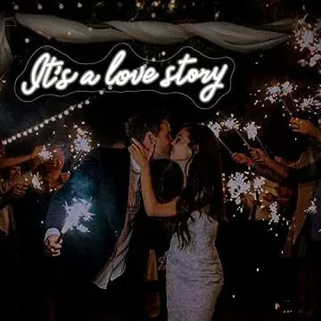 Neon Signs for Wall Decor, Large Led Neon Sign It's A Love Story Personalized Neon Lights Signs for Bedroom, Wedding Engagement Decoration Birthday Party （23.6 inches）