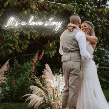 Neon Signs for Wall Decor, Large Led Neon Sign It's A Love Story Personalized Neon Lights Signs for Bedroom, Wedding Engagement Decoration Birthday Party （23.6 inches）