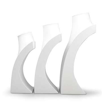 Oirlv White Leather Jewelry Bust Necklace Display Stand Trade Show Jewelry Holder (H:13.38")