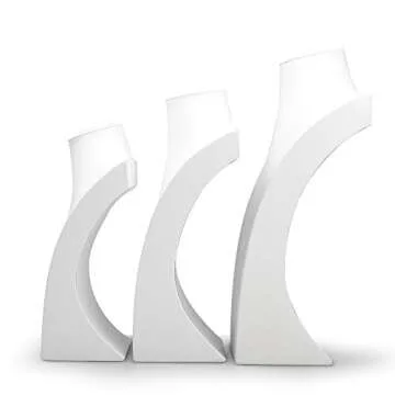 Oirlv White Leather Jewelry Bust Necklace Display Stand Trade Show Jewelry Holder (H:13.38")