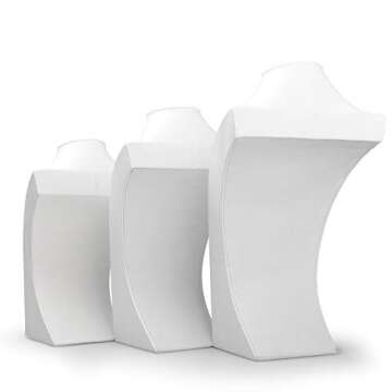Oirlv White Leather Jewelry Bust Necklace Display Stand Trade Show Jewelry Holder (H:13.38")