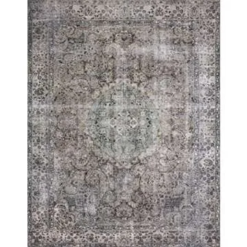 Loloi Layla Collection, LAY-06, Taupe/Stone, 9'-0" x 12'-0", .13" Thick, Area Rug, Soft, Durable, Vintage Inspired, Distressed, Low Pile, Non-Shedding, Easy Clean, Printed, Living Room Rug