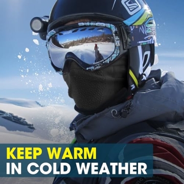 WTACTFUL Neck Gaiter for Men Half Face Neck Warmer Ski Mask for Cold Weather Thermal Neck Gaiter Winter Windproof Breathable Balaclava for Skiing Snowboarding Hiking Running Women Black