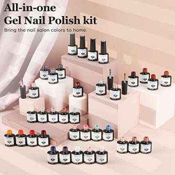 modelones 36 Pcs Gel Nail Polish Kit, Blue Purple Nude Pink Gel Polish Colors Set 7Ml Soak Off Nail Polish Gel Manicure Starter Kit at Home DIY Holiday Gift for Girls Women