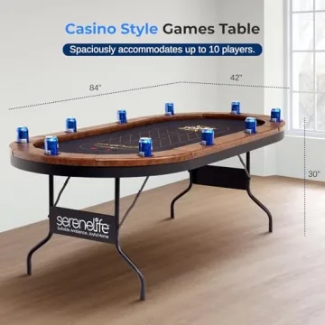 SereneLife 10-Player Oval Foldable Poker Table for Game Nights