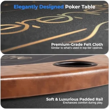 SereneLife 10-Player Oval Foldable Poker Table for Game Nights