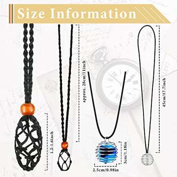 66 Pieces Empty Stone Holder Quartz Stone Necklace Cord Fish Netted Cord Adjustable Crystal Holder S...