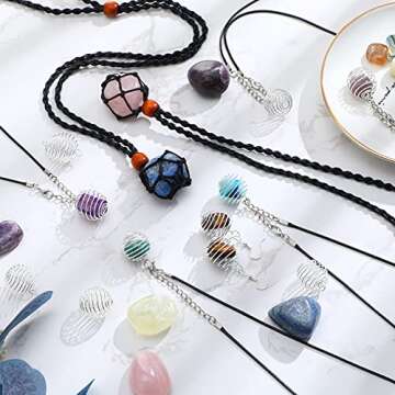 66-Piece Jewelry Making Kit with Necklace Cords and Holders