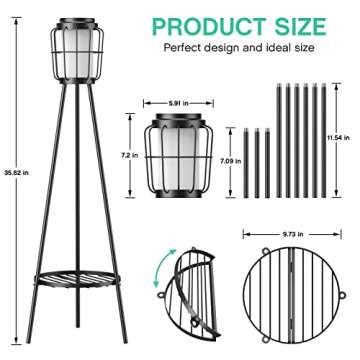 VISFLAIR Solar Lights with Plant Stand for Outdoor Decor