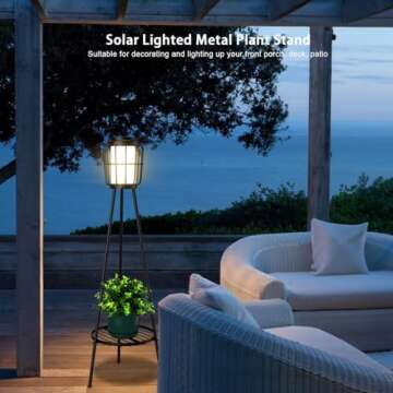 VISFLAIR Solar Lights with Plant Stand for Outdoor Decor