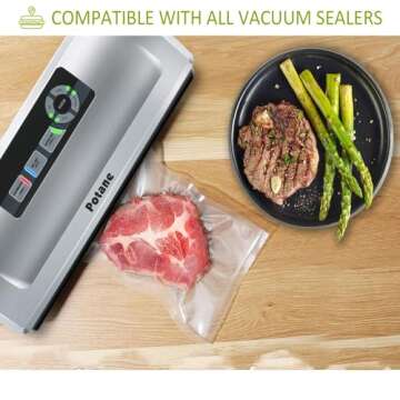 POTANE Vacuum Sealer Bags, Precut 150 Gallon 11x16, Quart 8x12, Pint 6x10, Smell-Proof, Puncture Prevention and Heavy duty. Commercial Grade