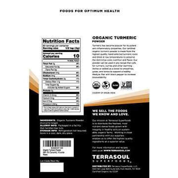 Terrasoul Superfoods Organic Turmeric Powder, 16 Oz : Curcumin - Lab Tested for Purity - Premium Quality - Great for Inflammation