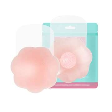 Hiramex Nippleless Covers, Silicone Breast Lift Reusable Breast Pasties Petals (Pink)