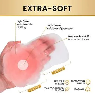 Hiramex Nippleless Covers, Silicone Breast Lift Reusable Breast Pasties Petals (Pink)