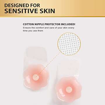 Hiramex Nippleless Covers, Silicone Breast Lift Reusable Breast Pasties Petals (Pink)
