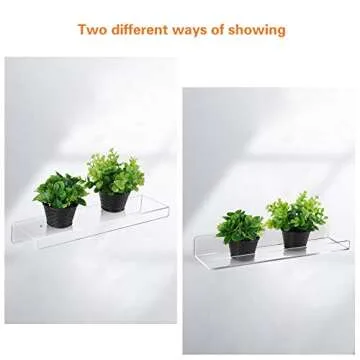Jansburg Floating Shelves 15 inch Acrylic Wall Ledge Shelves Clear 4 Pack Invisible Display Bookshelf 5MM Thick Premium Wall Mounted Shelf Bathroom Display Organizer