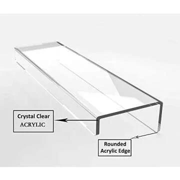 Jansburg Floating Shelves 15 inch Acrylic Wall Ledge Shelves Clear 4 Pack Invisible Display Bookshelf 5MM Thick Premium Wall Mounted Shelf Bathroom Display Organizer