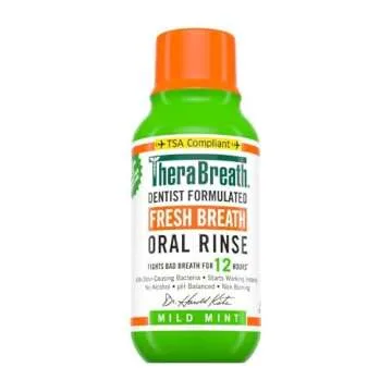 TheraBreath Fresh Breath Mouthwash, Mild Mint, 1L + Travel Size