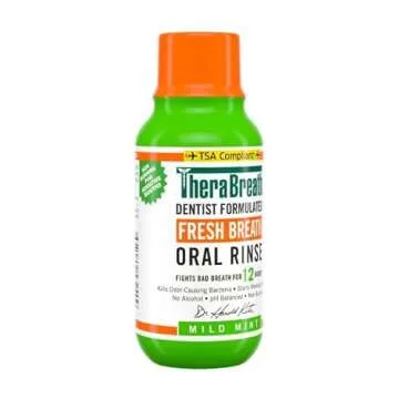 TheraBreath Fresh Breath Mouthwash, Mild Mint, 1L + Travel Size