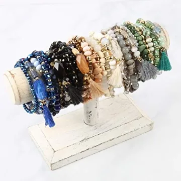 RIAH FASHION Multi Layer Sparkly Coin Bead Bracelets
