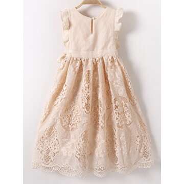 Bow Dream Flower Girl's Dress Vintage Lace Peach