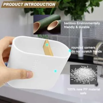 Toothbrush Holder with Bamboo Divider,Detachable for Easy Cleaning Multi-Functional Storage,2 Slots Electric Toothbrush and Toothpaste Organizer Caddy for Bathroom Vanity,Sink,Countertop (White)