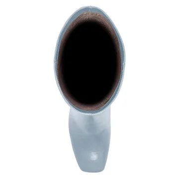 FSJ Women's Light Blue Knee High Boots Chunky Heel