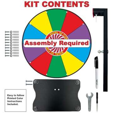 Whirl of Fun 12 inch Prize Wheel - Spinning Wheel for Prizes with Stand, 10 Color Slots, Heavy Duty, Dry Erase Surface, Portable, Carnival Games, Tools Marker Included, Made in USA