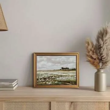 Gold Framed Vintage Wall Art Classical French Landscape Wildflowers Field Painting Canvas Print Kitchen Bedroom Wall Decor (wildflower field, 16L x 12W)