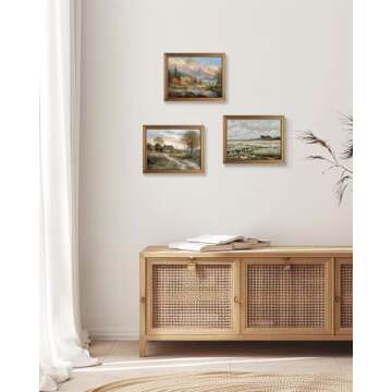 Gold Framed Vintage Wall Art Classical French Landscape Wildflowers Field Painting Canvas Print Kitchen Bedroom Wall Decor (wildflower field, 16L x 12W)