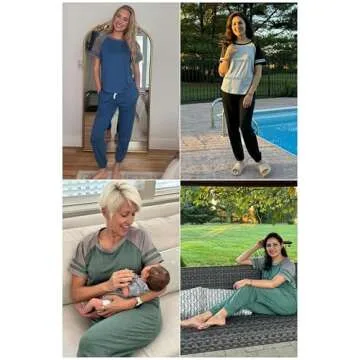 Ekouaer Lounge Sets for Women Two Piece Pajama Set Short Sleeve Crewneck Jogger Outfits and Sweatpants Tracksuit