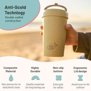 bioGo 16oz Speckled Gray Travel Coffee Cup - Reusable Mug with Lid - Microwave & Dishwasher Safe - R...