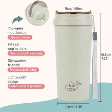 bioGo Travel Coffee Cup - Eco-Friendly Travel Mug